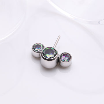 Detail View 1 of Implant Grade Titanium OneFit Threadless Triple Bubble Sparkle Front Facing Top Part-Vitrail Medium